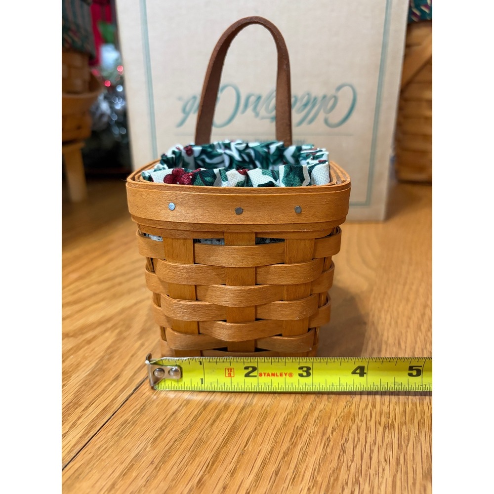 Longaberger 1995 Cranberry Basket Hollyberry Liner w/plastic 3" Mini – Christmas
